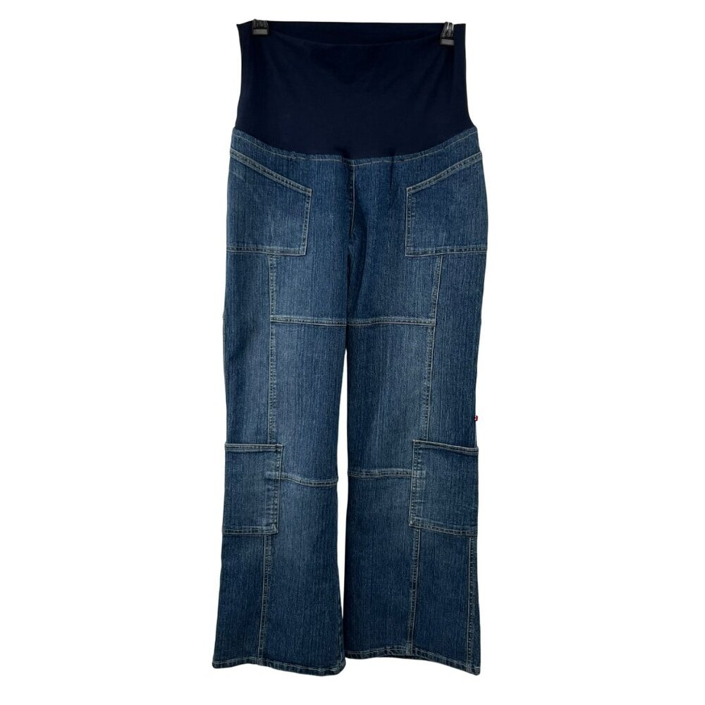 Vintage Ramilee Maternity Cargo Jeans Size 3 M/L 10/12? Stretch Denim Blue Used